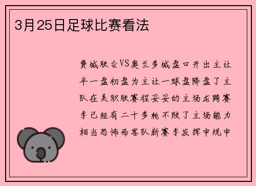 3月25日足球比赛看法